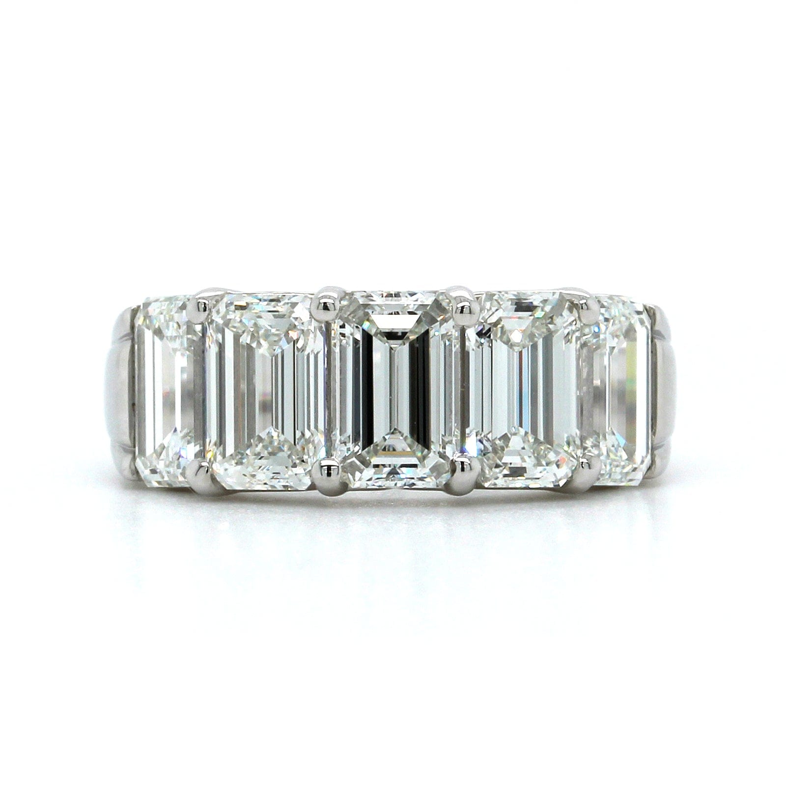 Platinum 5 Stone Emerald Diamond Band