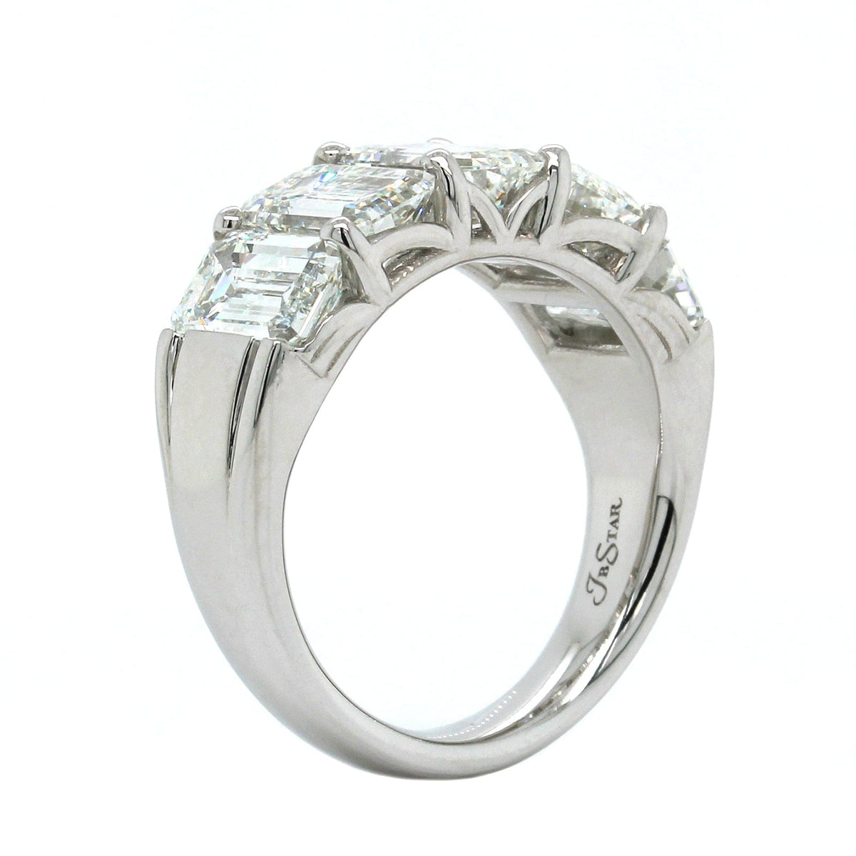 Platinum 5 Stone Emerald Diamond Band
