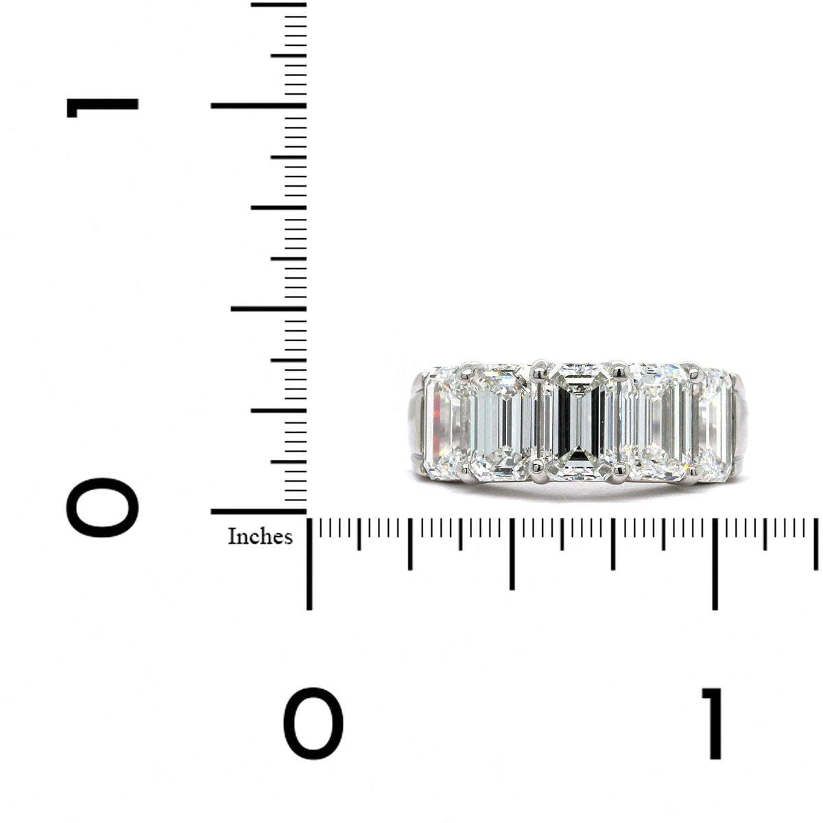 Platinum 5 Stone Emerald Diamond Band