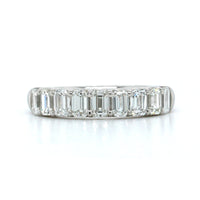 Platinum 9 Stone Emerald Diamond Band