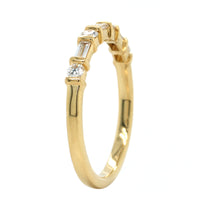 18K Yellow Gold Round and Baguette Diamond Band