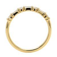 18K Yellow Gold Round and Baguette Diamond Band