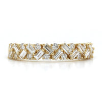 14K Yellow Gold Baguette and Round Diamond Band, 14k yellow gold, Long's Jewelers