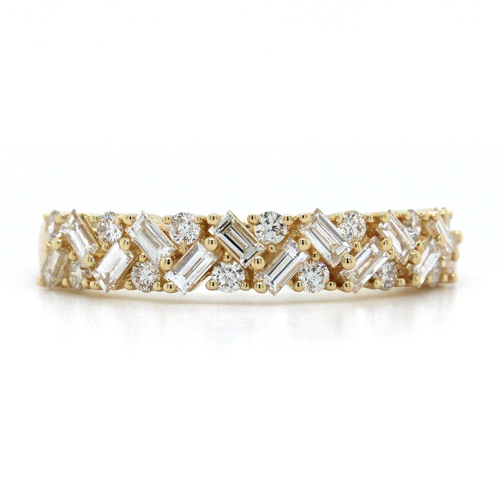 14K Yellow Gold Baguette and Round Diamond Band, 14k yellow gold, Long's Jewelers