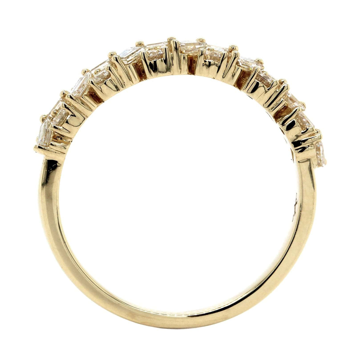 14K Yellow Gold Baguette and Round Diamond Band, 14k yellow gold, Long's Jewelers