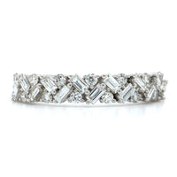 14K White Gold Baguette and Round Diamond Band, 14k white gold, Long's Jewelers