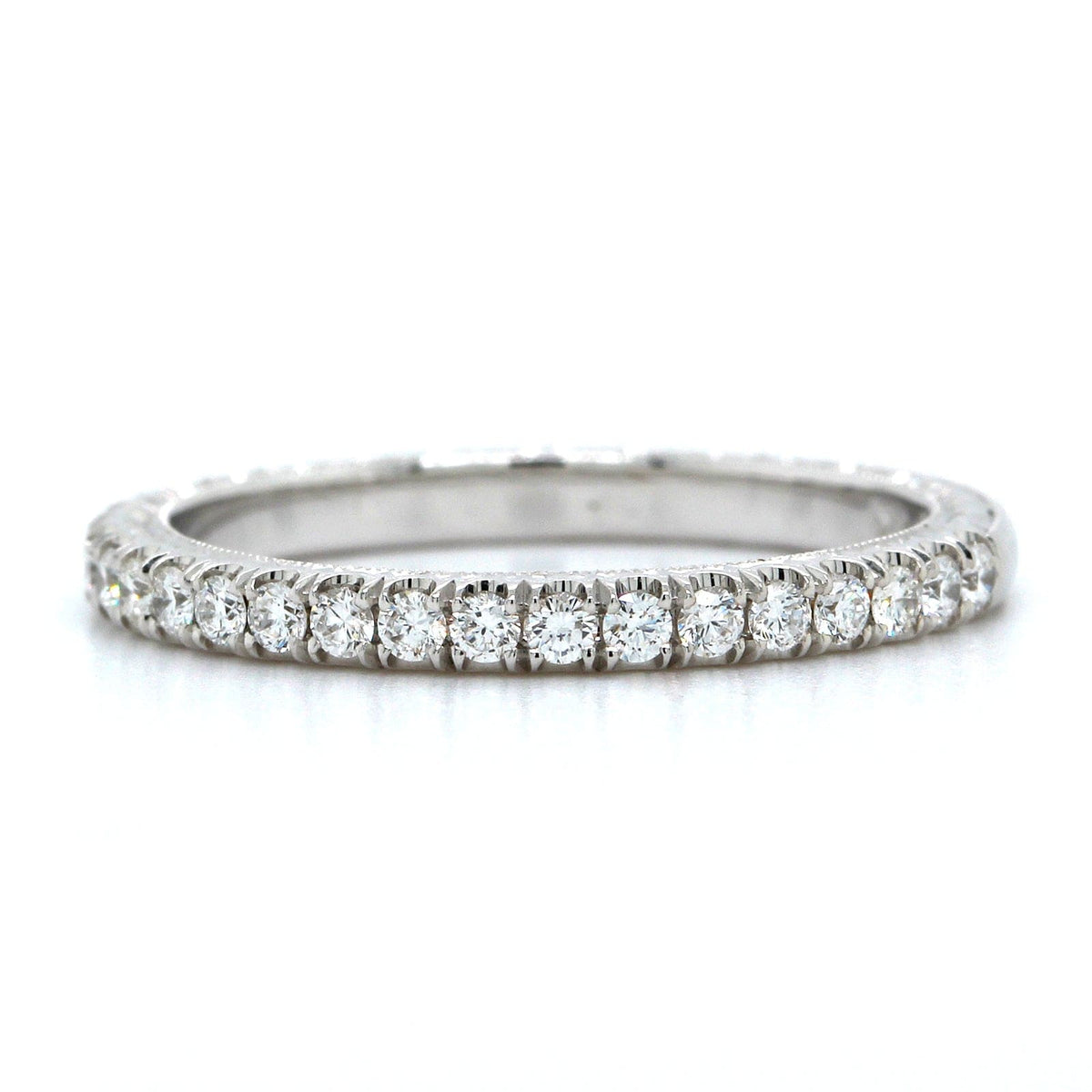 18K White Gold Prong Set Halfway Diamond Band