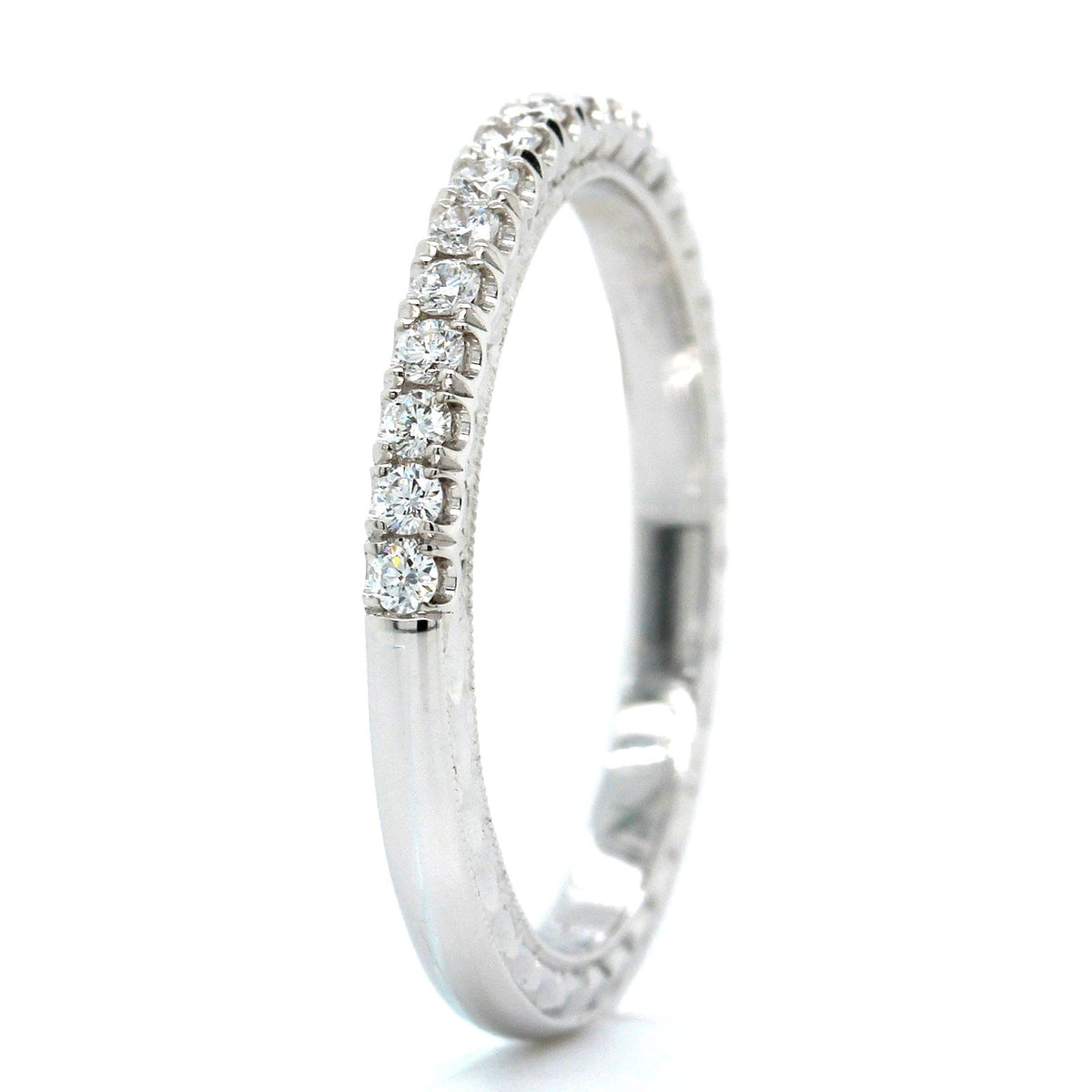 18K White Gold Prong Set Halfway Diamond Band