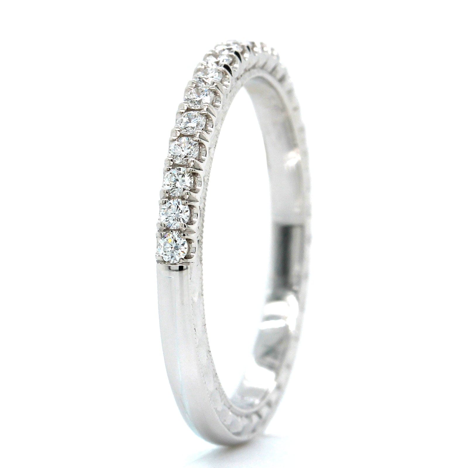 18K White Gold Prong Set Halfway Diamond Band