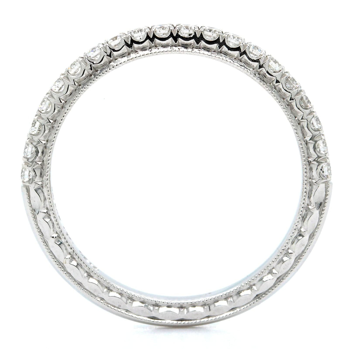 18K White Gold Prong Set Halfway Diamond Band