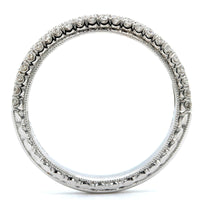 18K White Gold Double Diamond Row Engraved Band, 18k white gold, Long's Jewelers