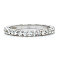 18K White Gold Prong Set Diamond Engraved Band, 18k white gold, Long's Jewelers