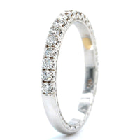 18K White Gold Prong Set Diamond Engraved Band, 18k white gold, Long's Jewelers