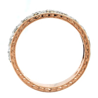 14K Rose Gold Bead Set Diamond Twist Band, 14k rose and 18k white gold, Long's Jewelers