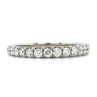 18K White Gold Prong Set Diamond Engraved Band, 18k white gold, Long's Jewelers