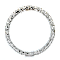 18K White Gold Prong Set Diamond Engraved Band, 18k white gold, Long's Jewelers