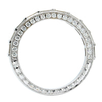 18K White Gold Baguette Diamond Engraved Band, 18k white gold, Long's Jewelers