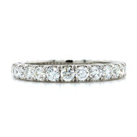 18K White Gold Prong Set Diamond Engraved Band, 18k white gold, Long's Jewelers