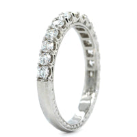 18K White Gold Prong Set Diamond Engraved Band, 18k white gold, Long's Jewelers