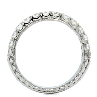 18K White Gold Prong Set Diamond Engraved Band, 18k white gold, Long's Jewelers