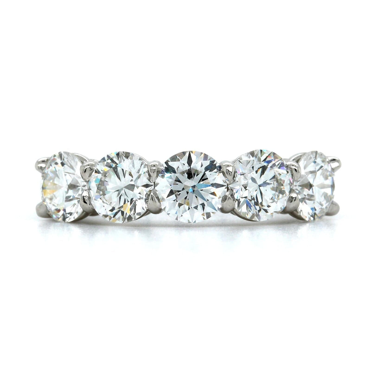 Platinum 5 Stone Shared Prong Diamond Band, Platinum Long's Jewelry