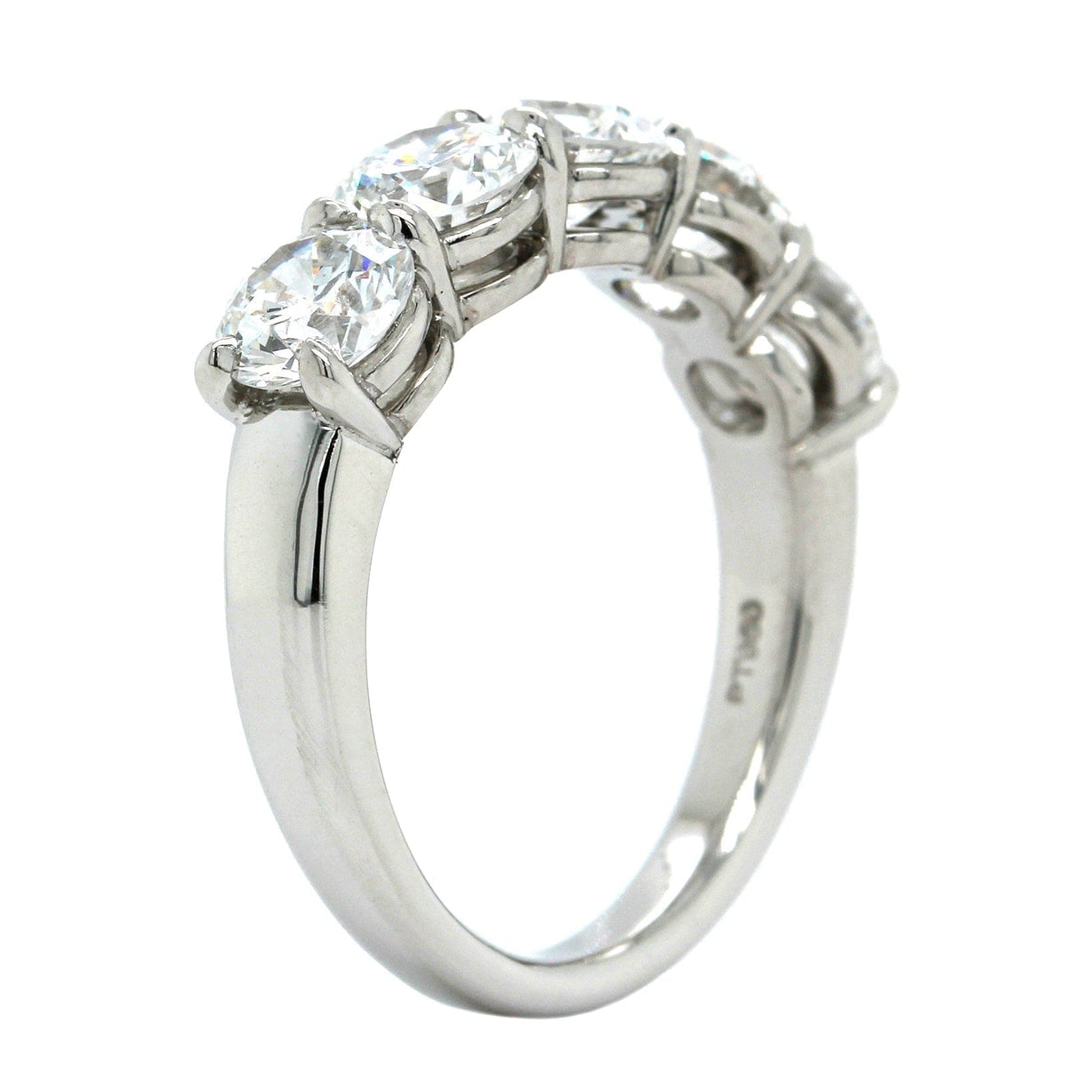 Platinum 5 Stone Shared Prong Diamond Band, Platinum Long's Jewelry