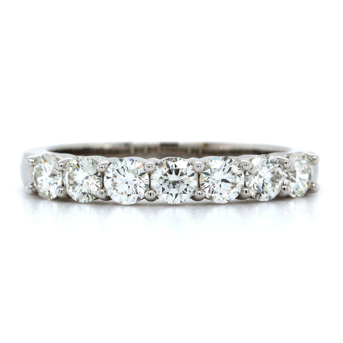 18K White Gold 7 Stone Shared Prong Diamond Band, 18k white gold, Long's Jewelers