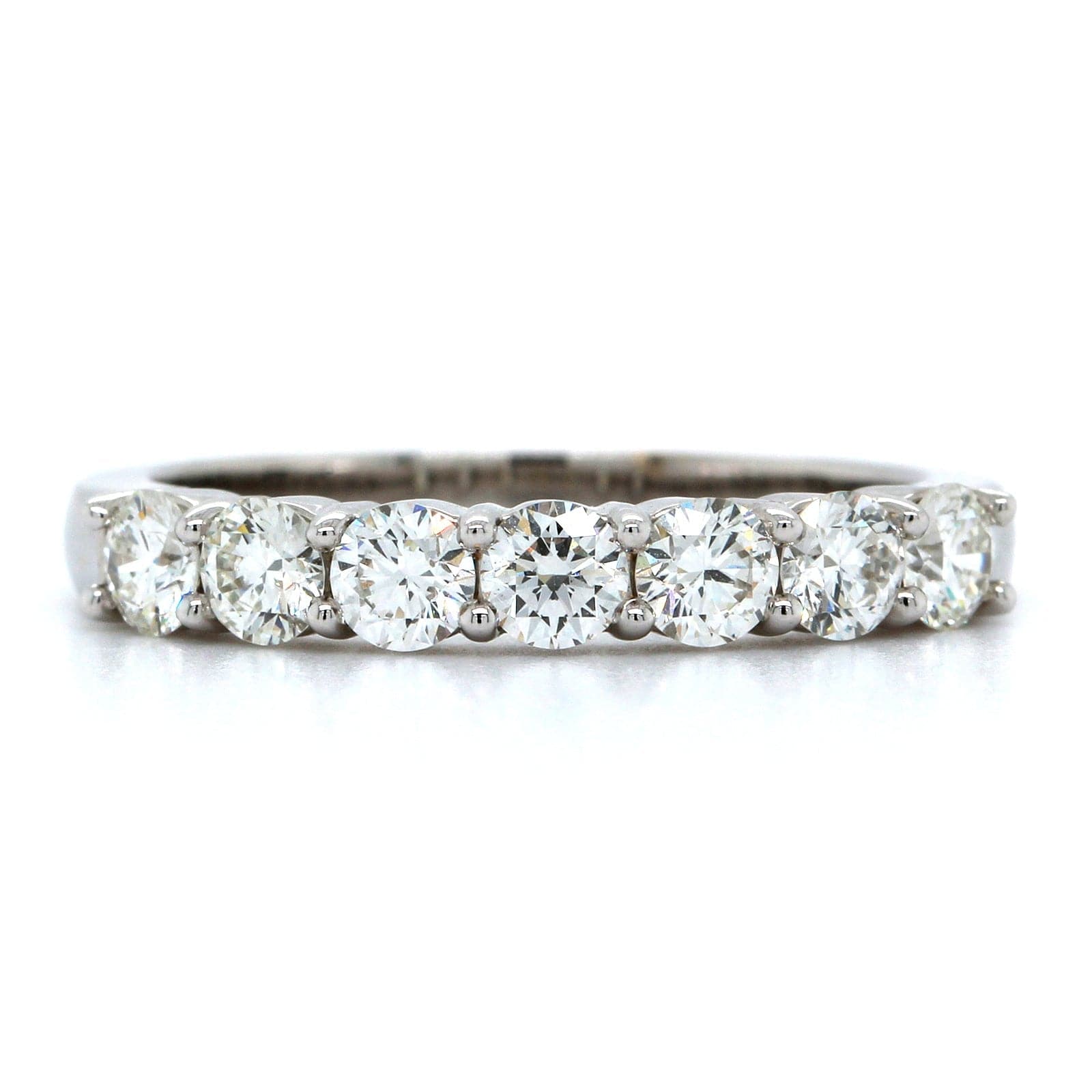 18K White Gold 7 Stone Shared Prong Diamond Band, 18k white gold, Long's Jewelers