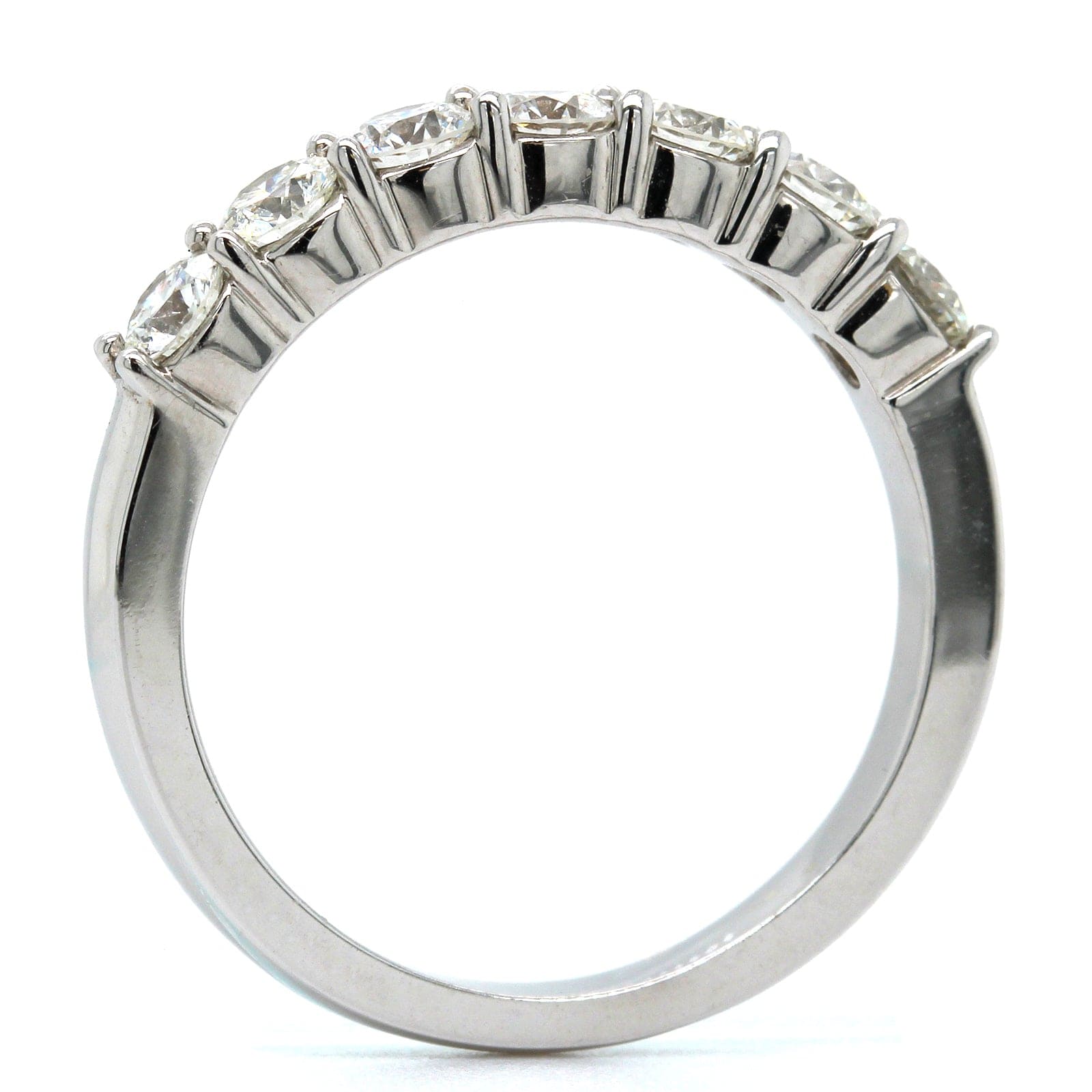 18K White Gold 7 Stone Shared Prong Diamond Band, 18k white gold, Long's Jewelers