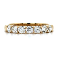 18K Yellow Gold 7 Stone Shared Prong Diamond Band, 18k yellow gold, Long's Jewelers
