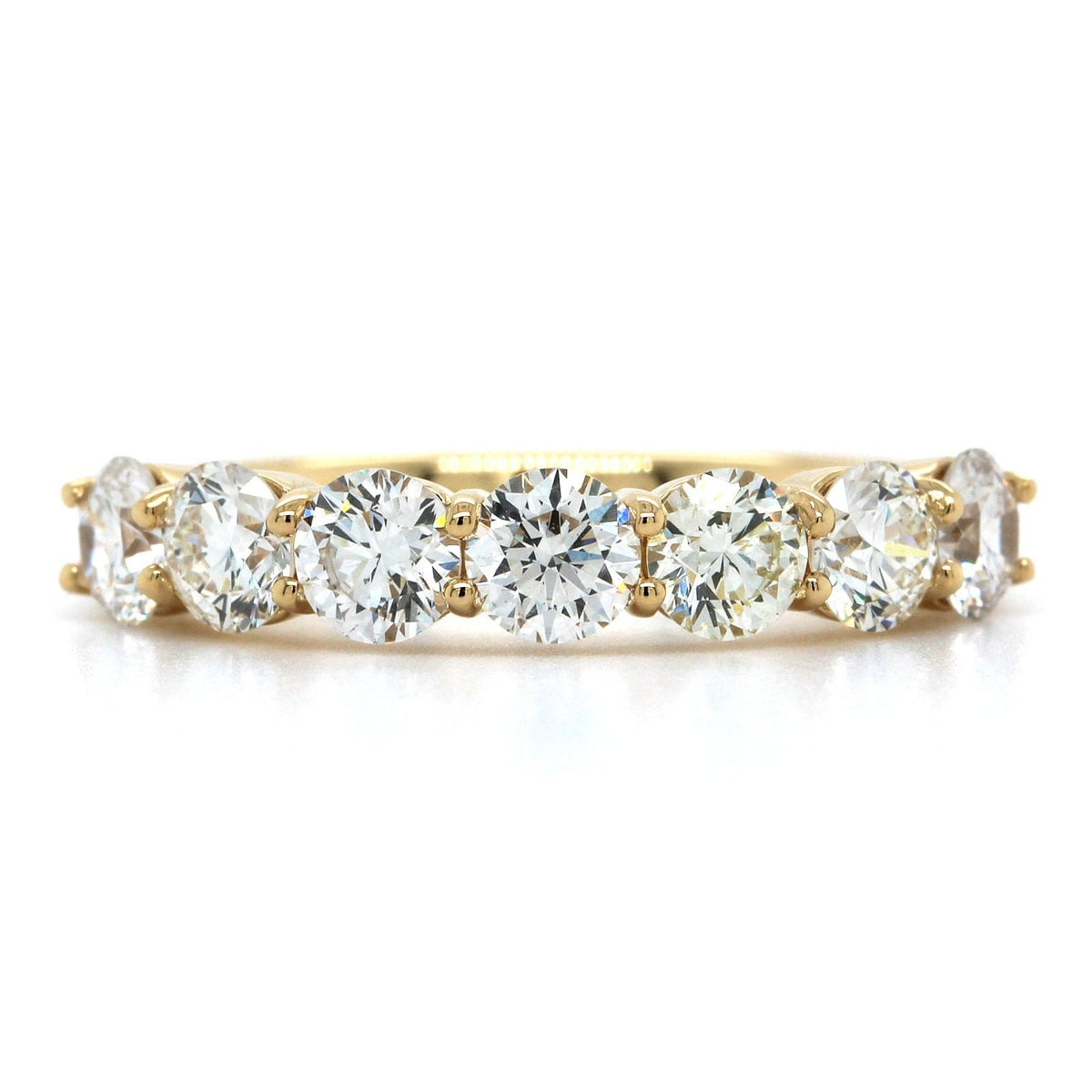18K Yellow Gold 7 Stone Shared Prong Diamond Band, 18k yellow gold, Long's Jewelers