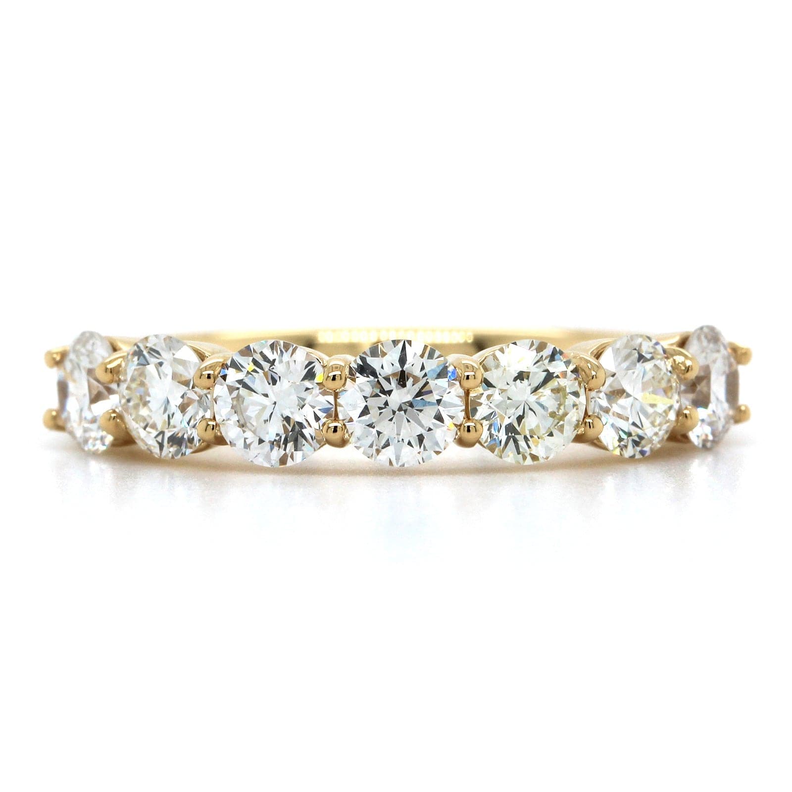 18K Yellow Gold 7 Stone Shared Prong Diamond Band, 18k yellow gold, Long's Jewelers