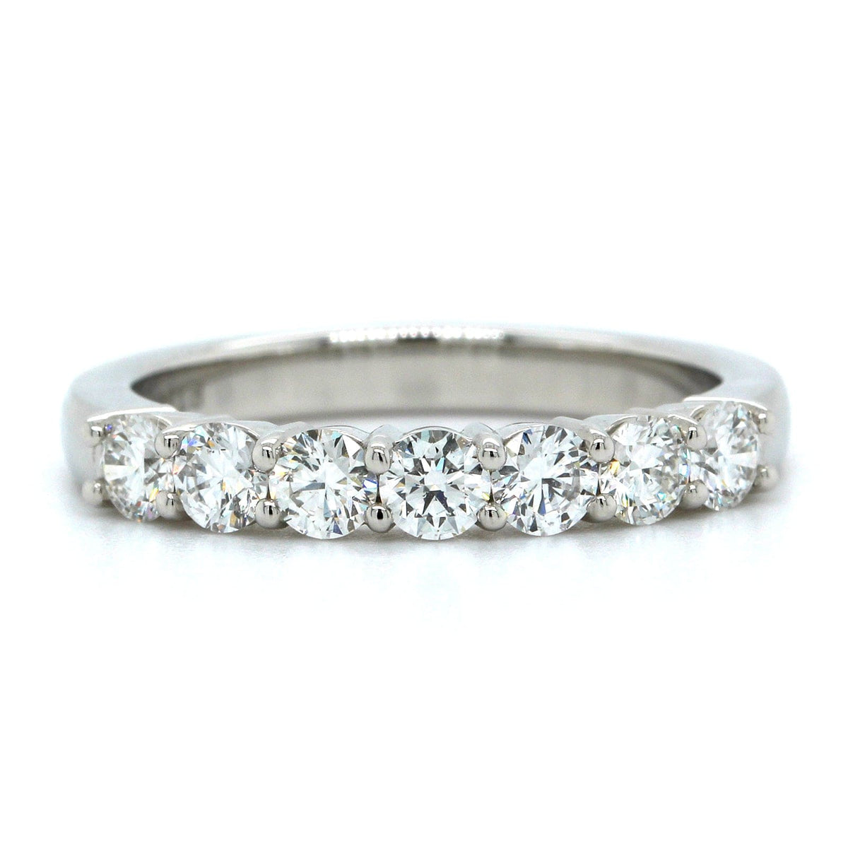 Platinum Shared Prong 7 Stone Diamond Band