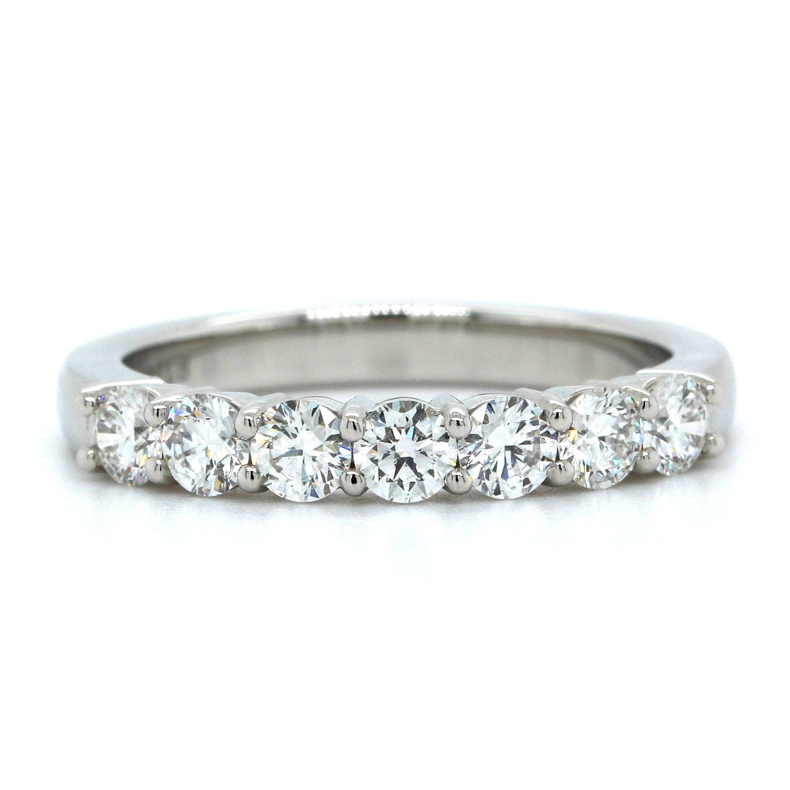 Platinum Shared Prong 7 Stone Diamond Band
