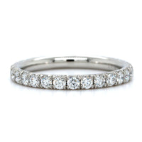 Platinum Shared Prong Halfway Diamond Band