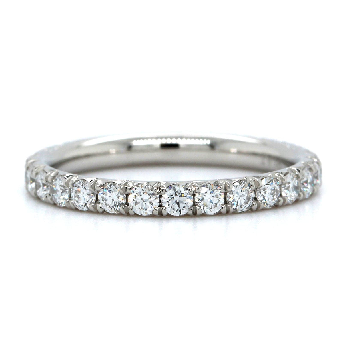 Platinum Shared Prong Halfway Diamond Band