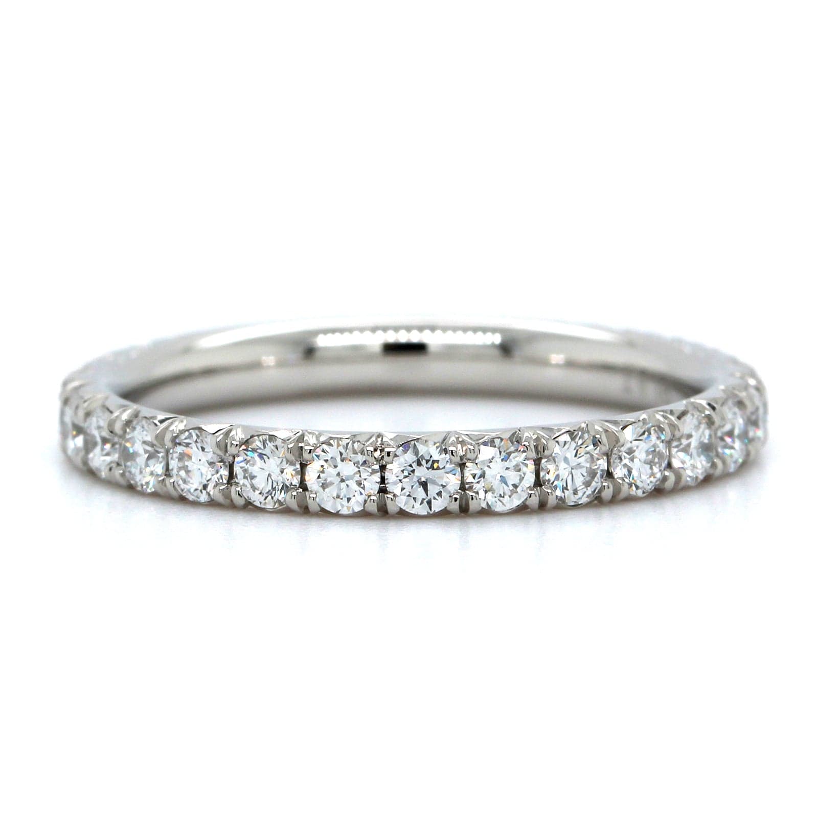 Platinum Shared Prong Halfway Diamond Band