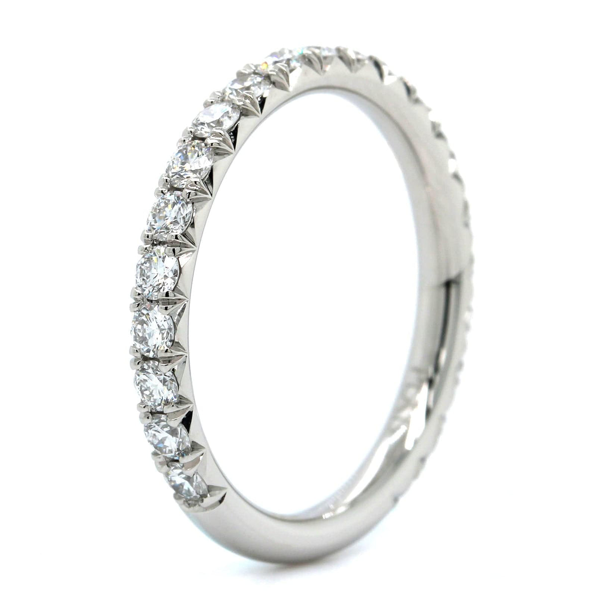Platinum Shared Prong Halfway Diamond Band