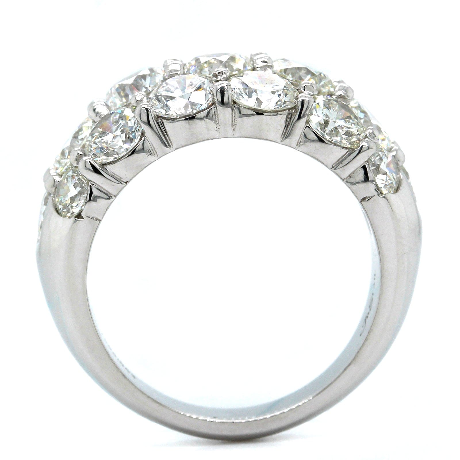 Platinum 3 Row Dome Round Diamond Band