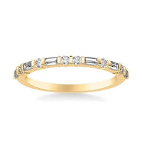 18K Yellow Gold Round and Baguette Diamond Band, Long's Jewelers