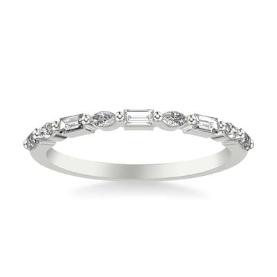 Platinum Baguette and Marquise Diamond Band, Long's Jewelers