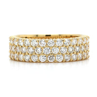 18K Yellow Gold 3 Row Diamond Band, Longs Jewelers