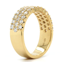 18K Yellow Gold 3 Row Diamond Band, Longs Jewelers