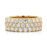 18K Yellow Gold 3 Row Diamond Band, Longs Jewelers
