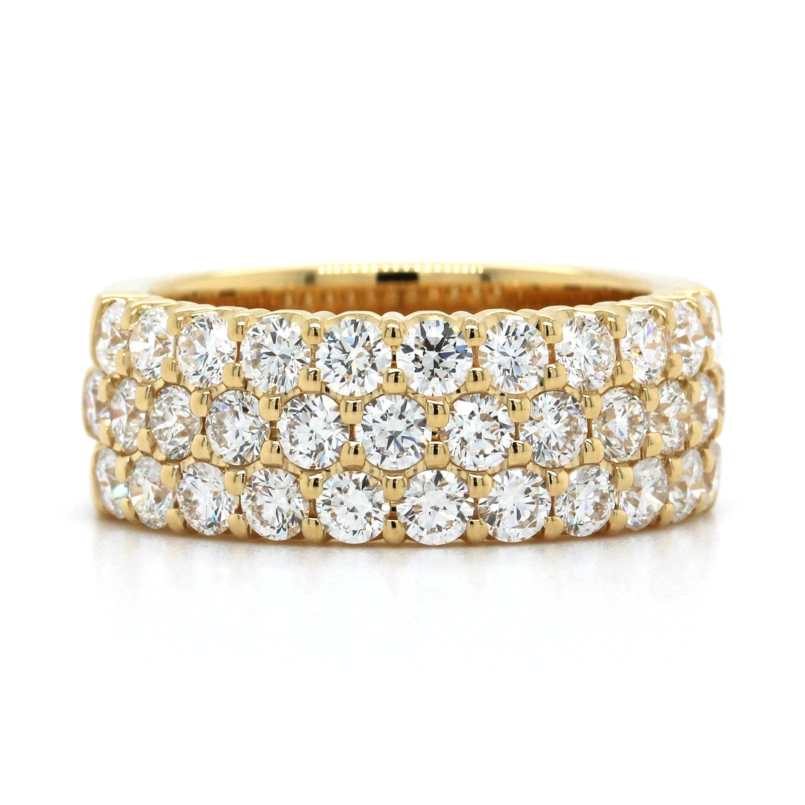 18K Yellow Gold 3 Row Diamond Band, Longs Jewelers