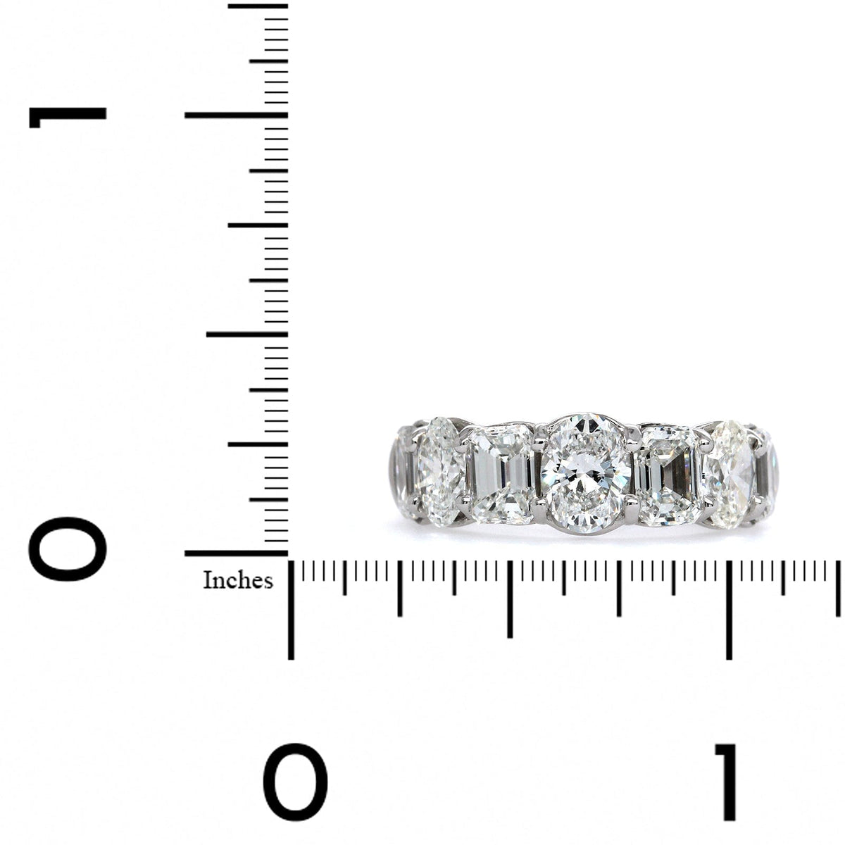 Platinum 7 Stone Oval and Emerald Diamond Band