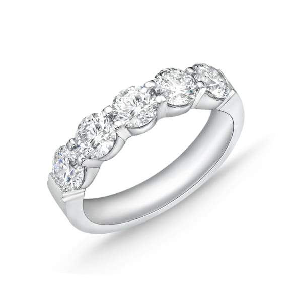 Platinum Petite Prong Five Stone Diamond Band