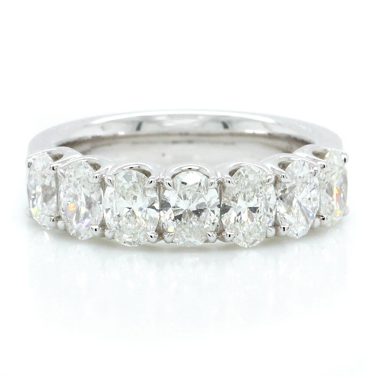 18K White Gold Seven Stone Oval Band
