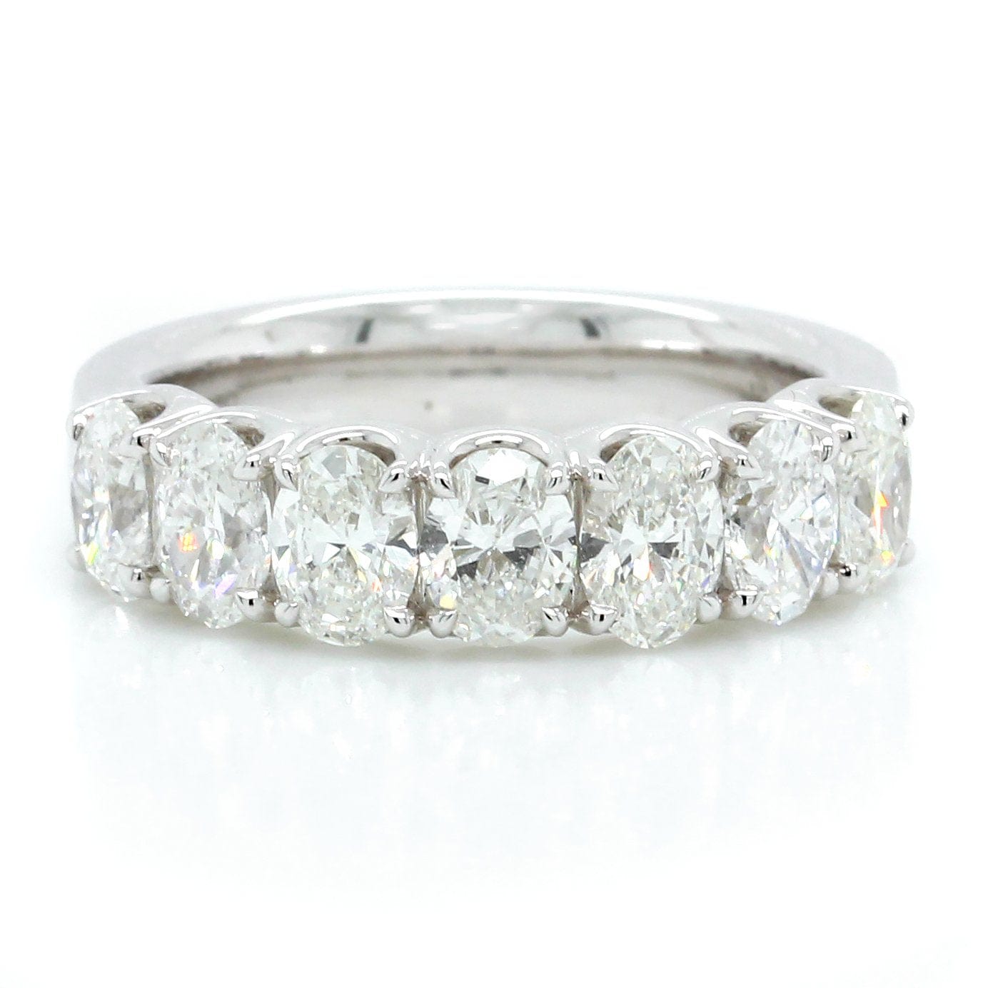 18K White Gold Seven Stone Oval Band