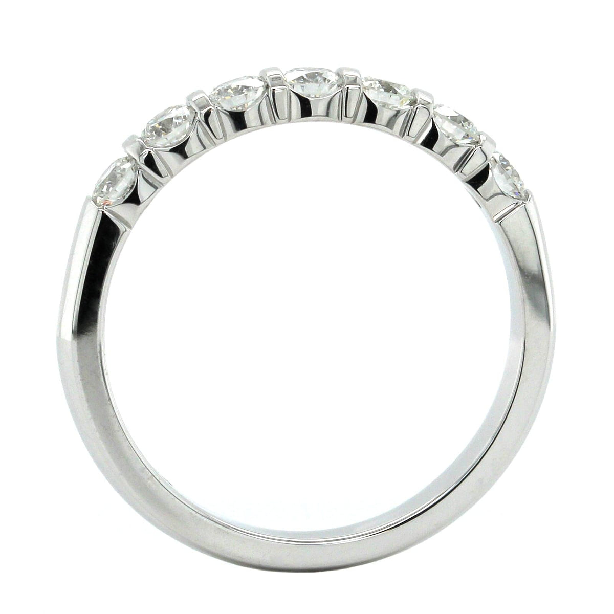 18k White Gold 7 Stone Bar Set Diamond Band